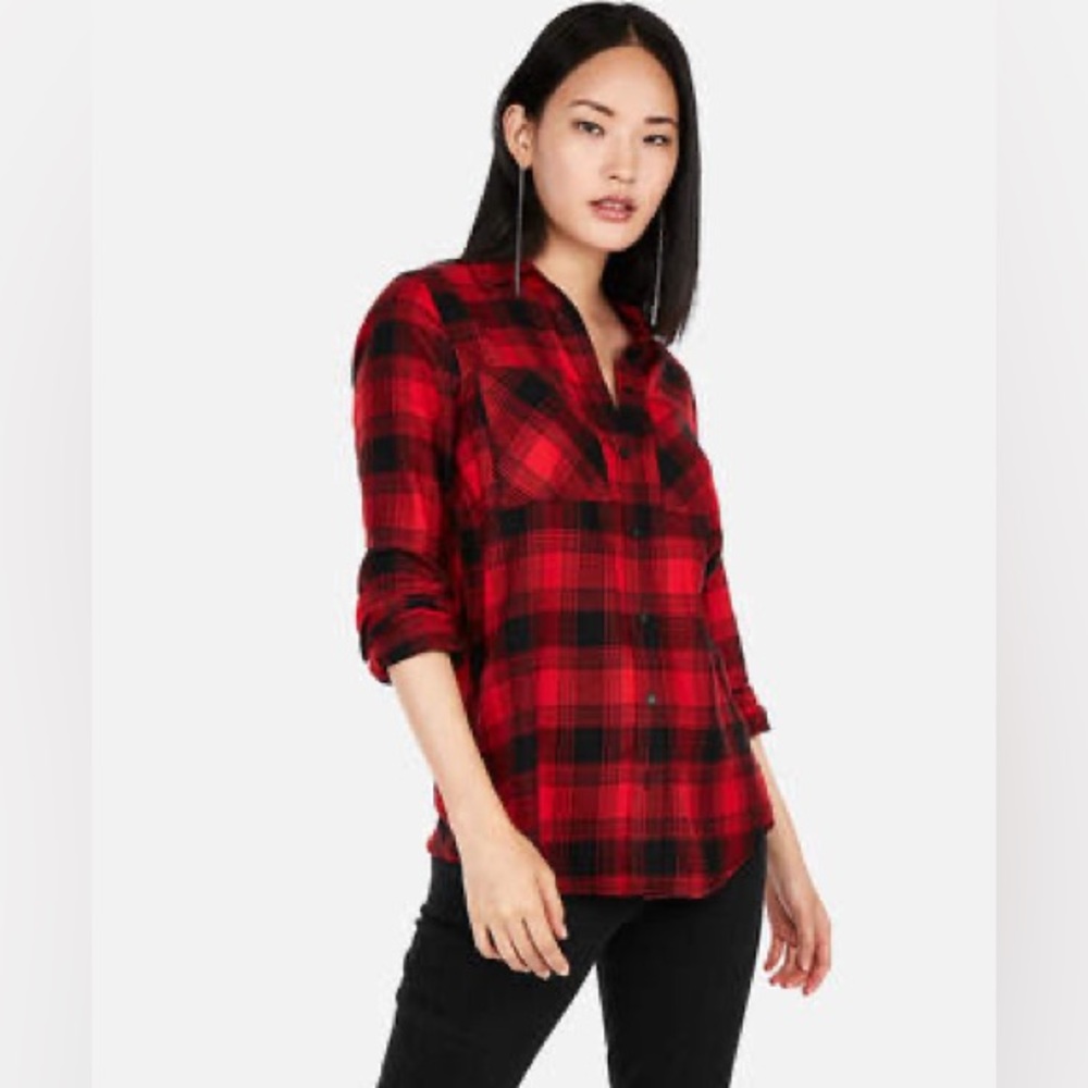 Express | flannel plaid boyfriend button down size small